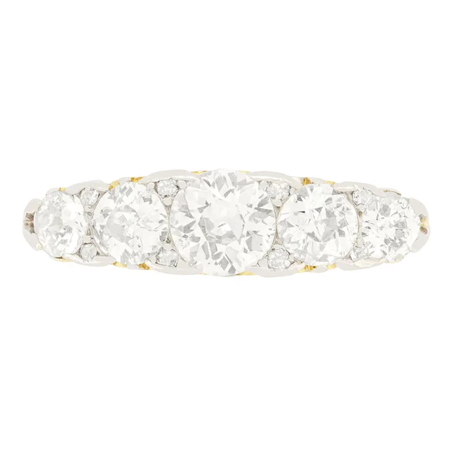 Victorian 2.60ct Diamond Five Stone Ring, c.1880s