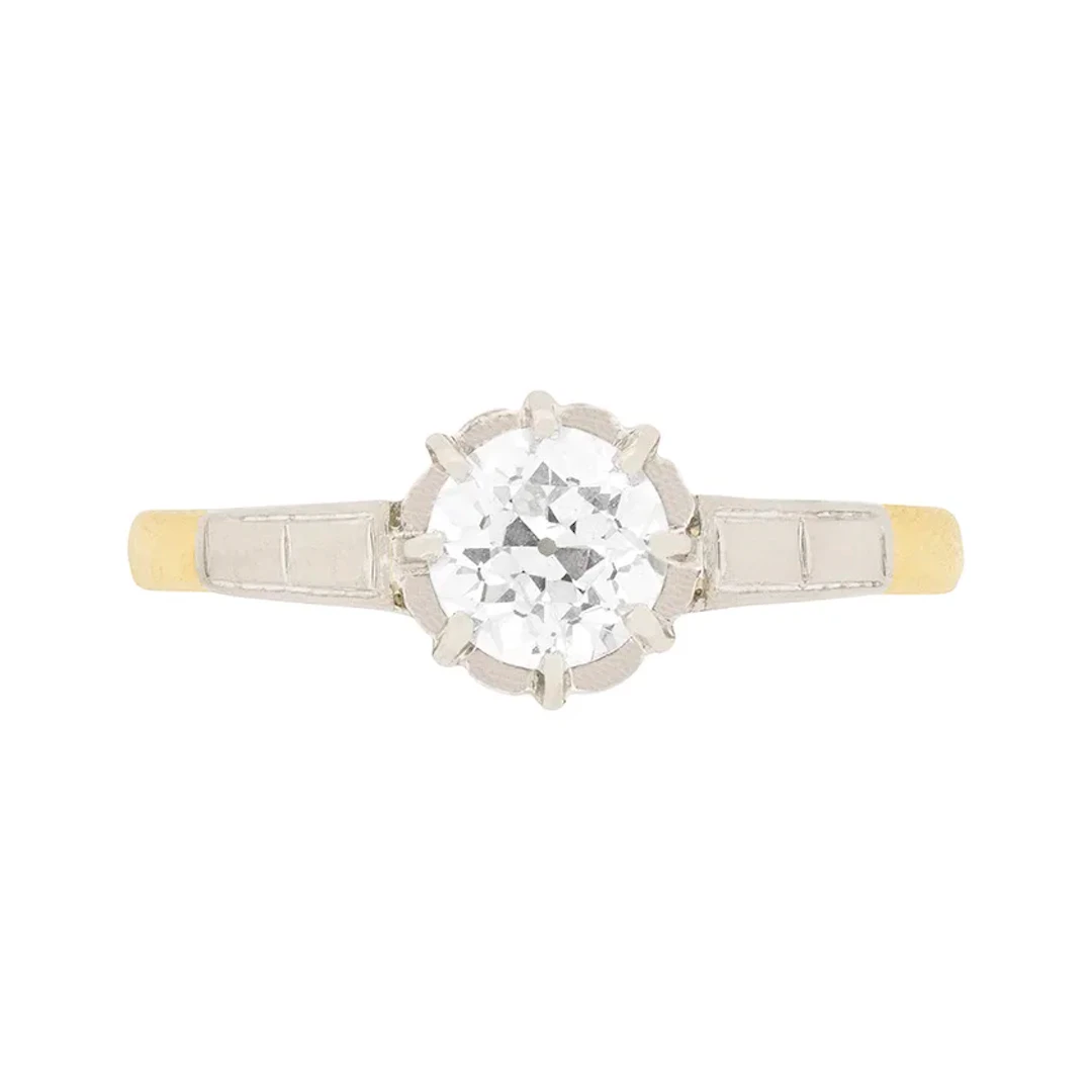Edwardian 0.70ct Diamond Solitaire Engagement Ring, c.1910s
