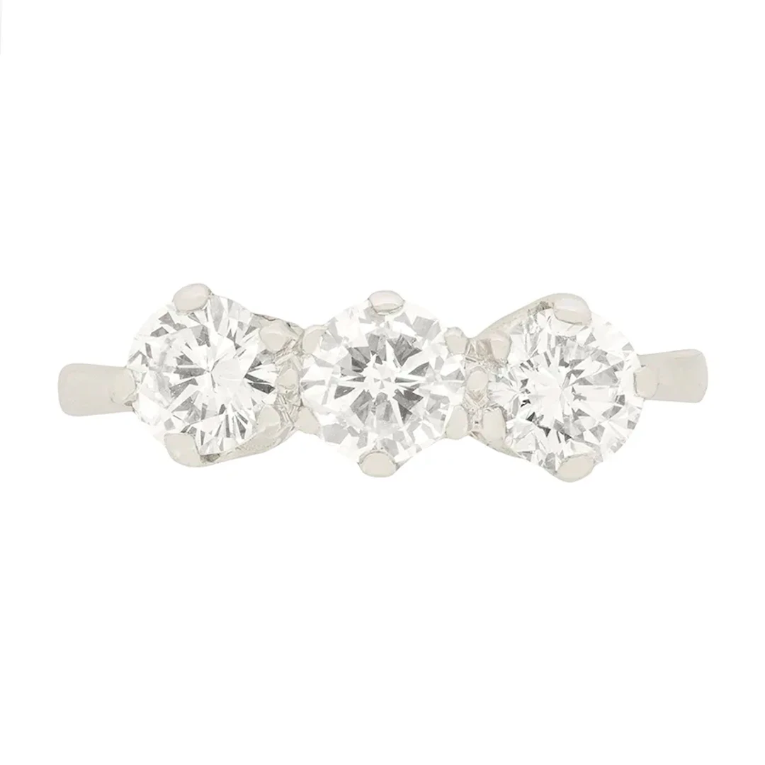 Vintage 1.10ct Diamond Three Stone Ring, c.1960s