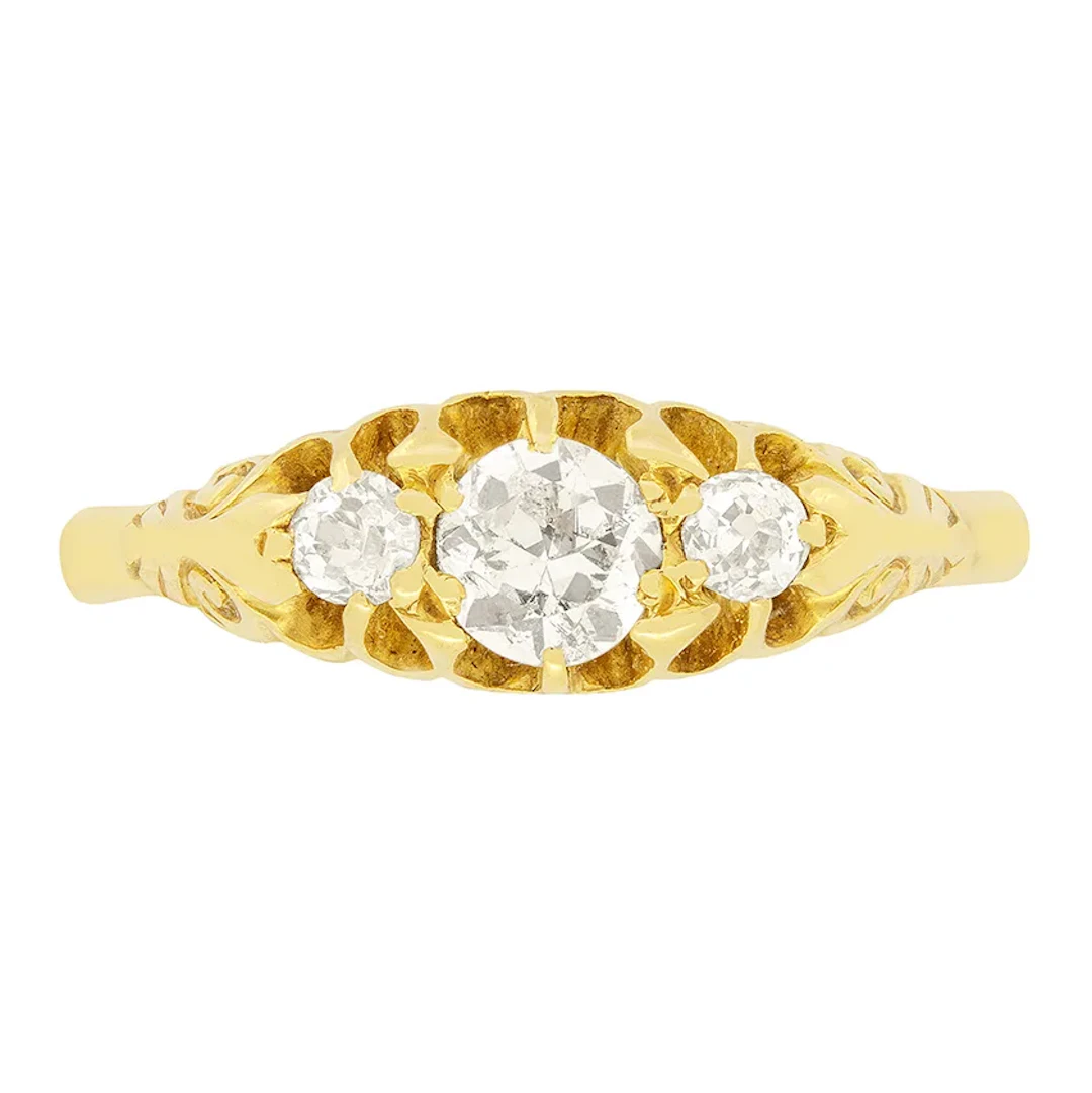 Victorian 0.60ct Diamond Three Stone Ring, c.1880s
