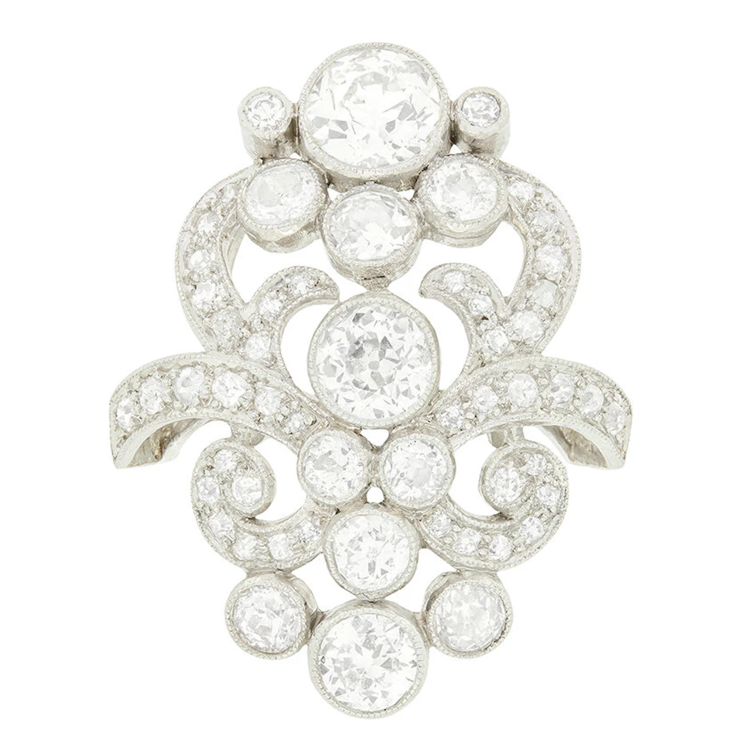 Art Nouveau 3.05ct Diamond Cluster Ring, c.1920s
