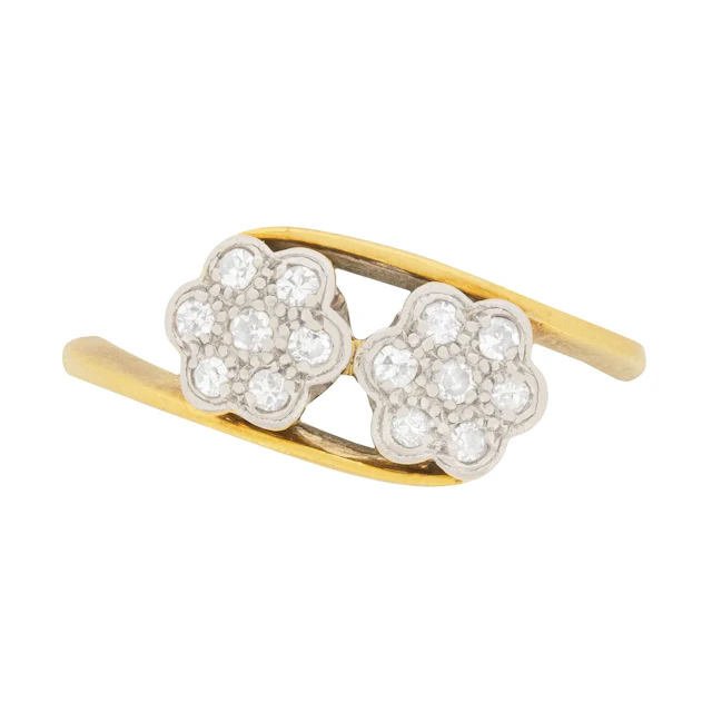 Edwardian Diamond Daisy Twist Ring, c.1900s
