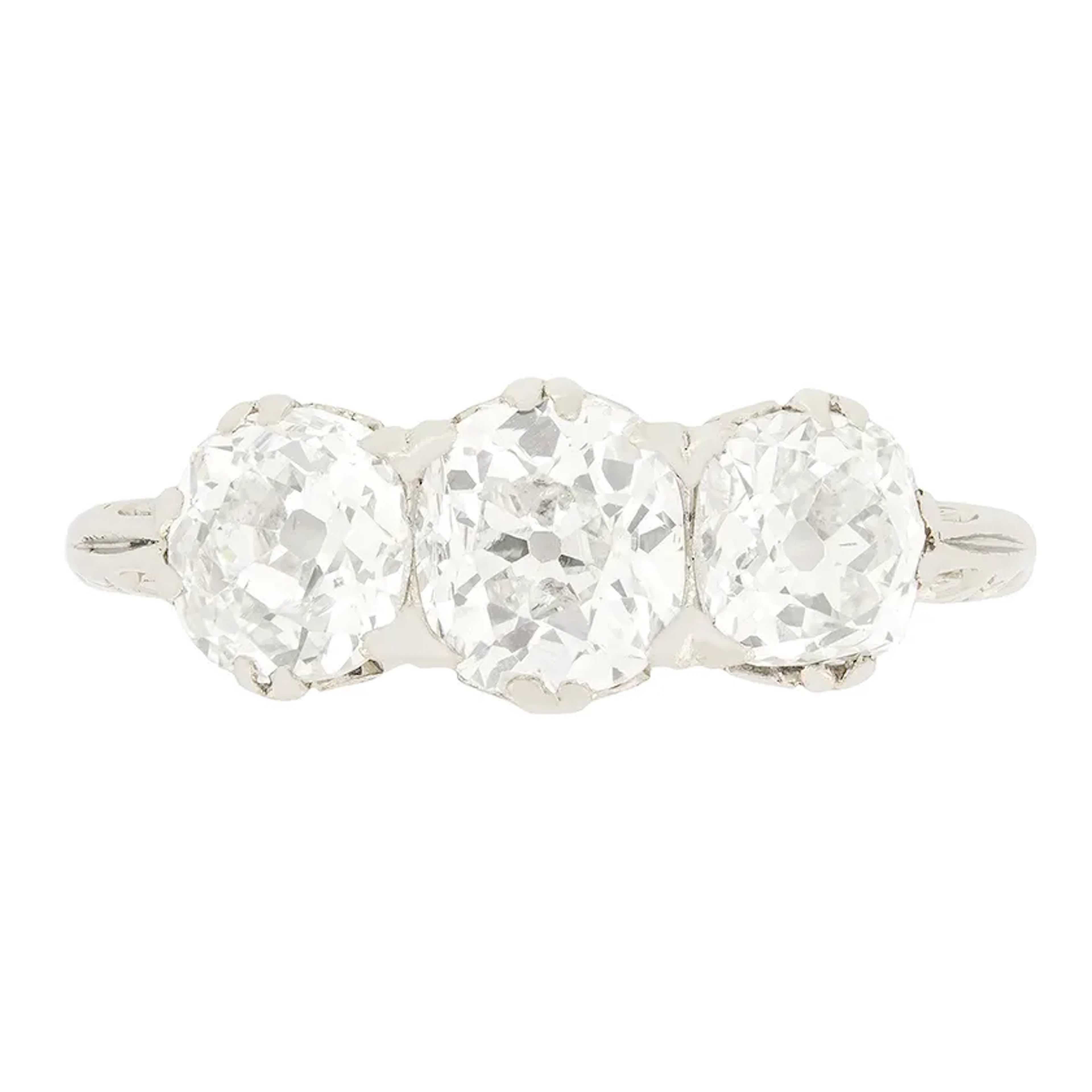 Late Victorian 2.10ct Diamond Trilogy Ring, c.1900s