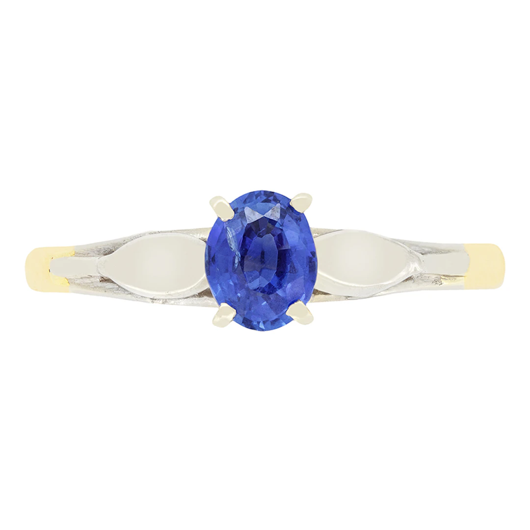 Vintage 0.50ct Sapphire Solitaire Ring, c.1950s