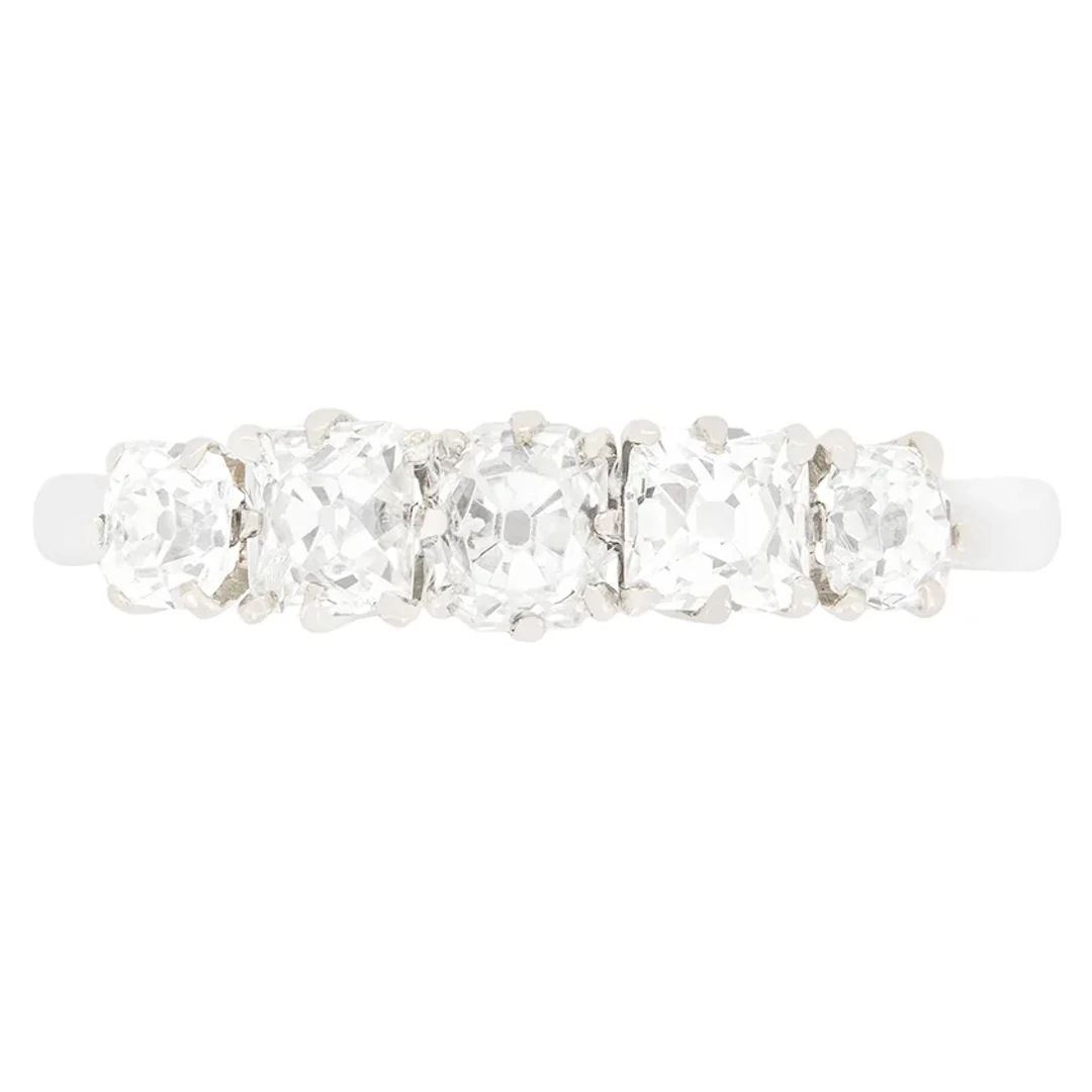 Art Deco 1.20ct Diamond Five Stone Ring, c.1920s