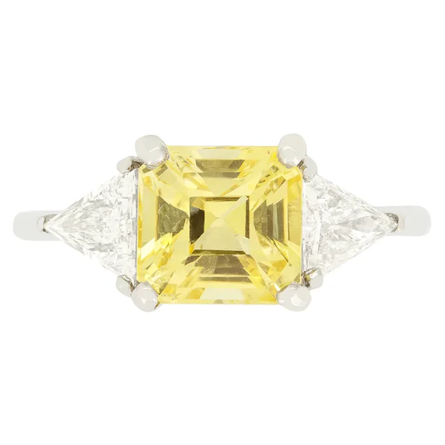 Vintage 2.27ct Yellow Sapphire and Diamond Trilogy Ring, c.1970s