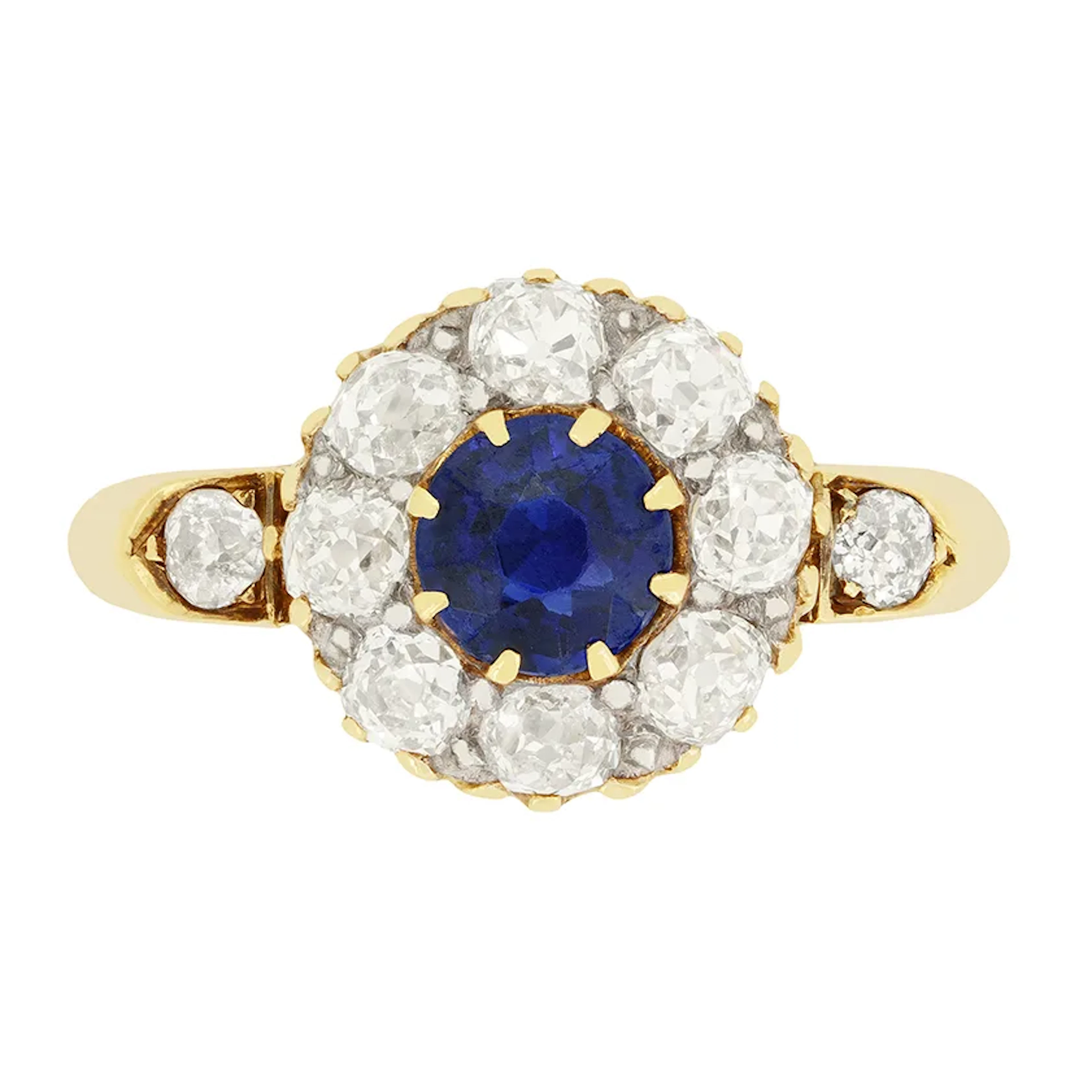 Victorian 0.75ct Sapphire and Diamond Cluster Ring, c.1880s