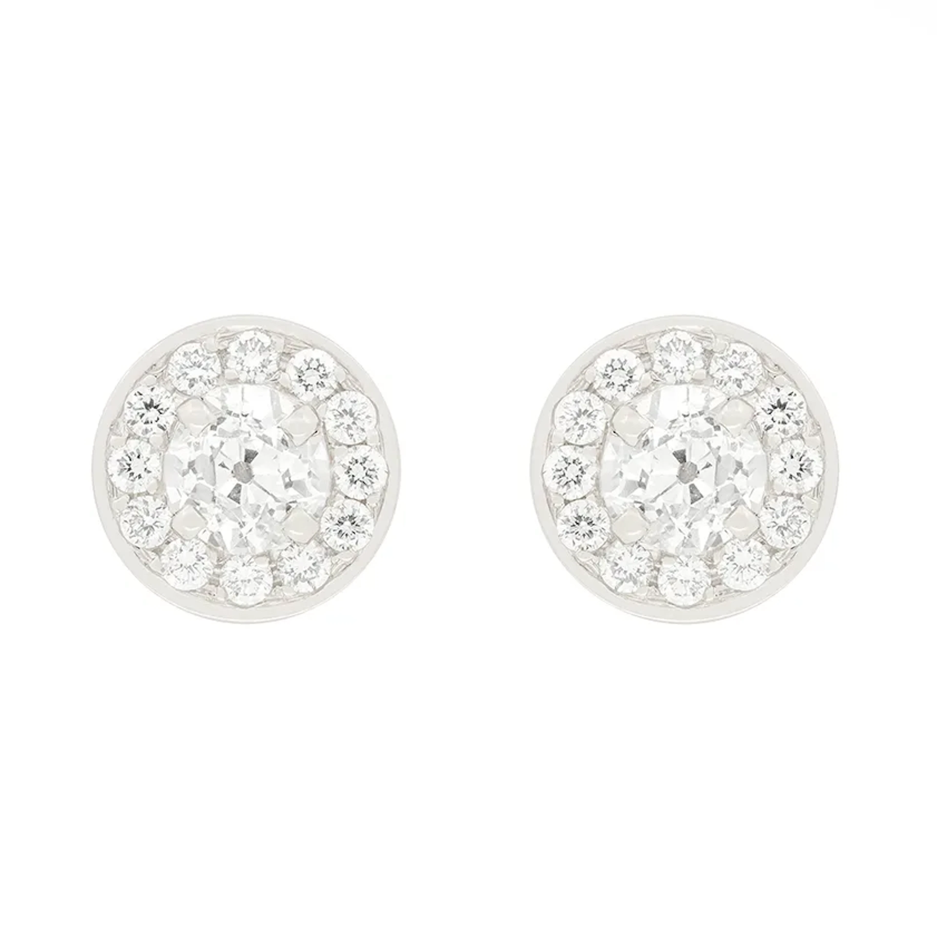Art Deco 1.40ct Diamond Halo Earrings, c.1930s