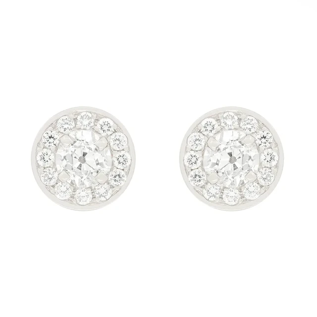 Art Deco 1.40ct Diamond Halo Earrings, c.1930s