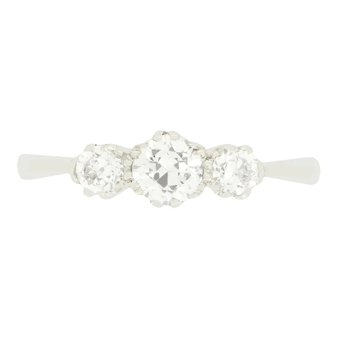 Art Deco 0.70ct Diamond Three Stone Ring, c.1920s