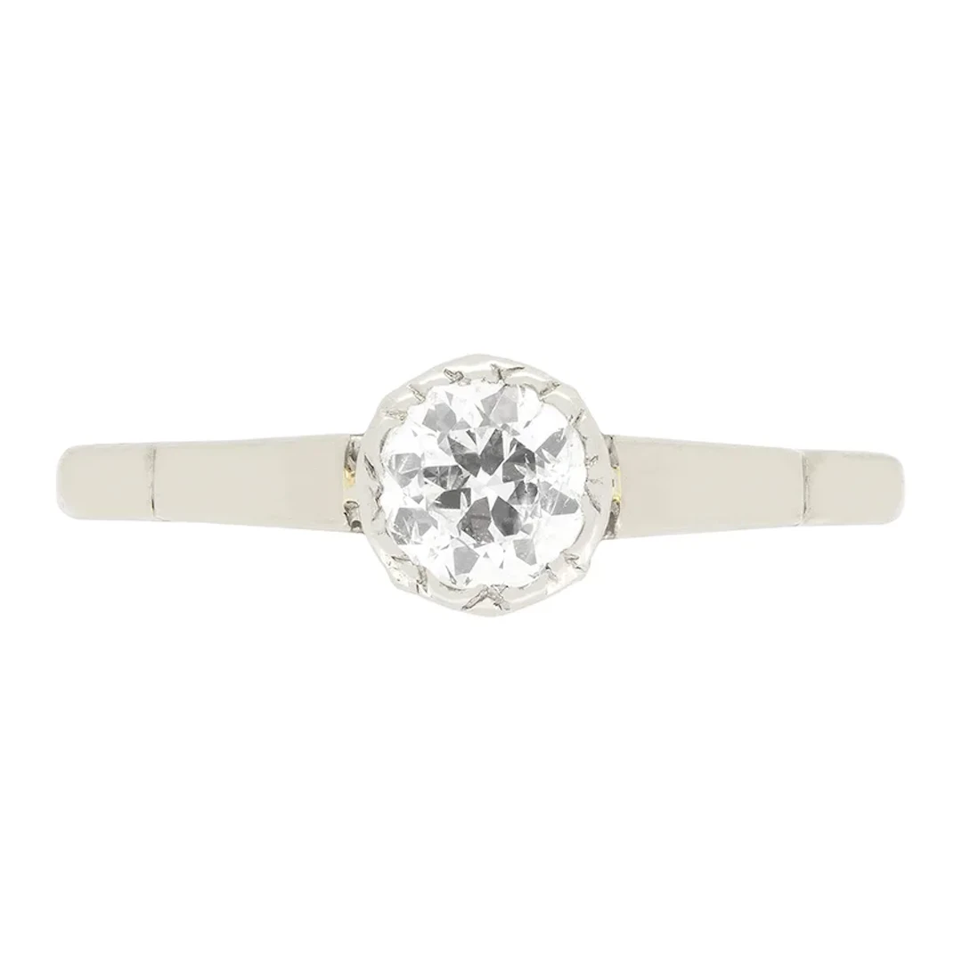 Late Deco 0.50ct Diamond Solitaire, c.1940s