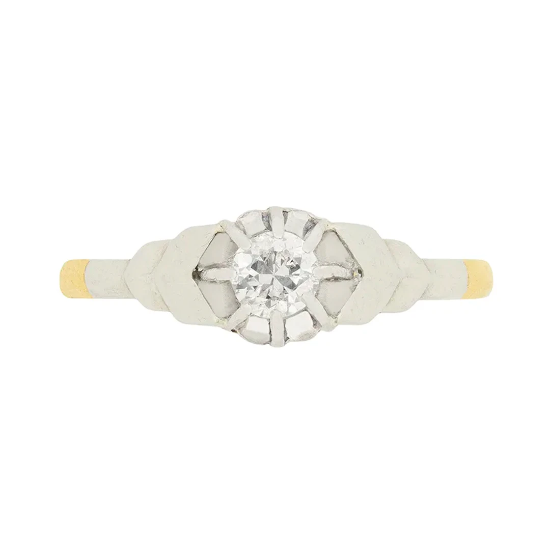 Late Art Deco 0.25ct Diamond Solitaire Engagement Ring, c.1930s