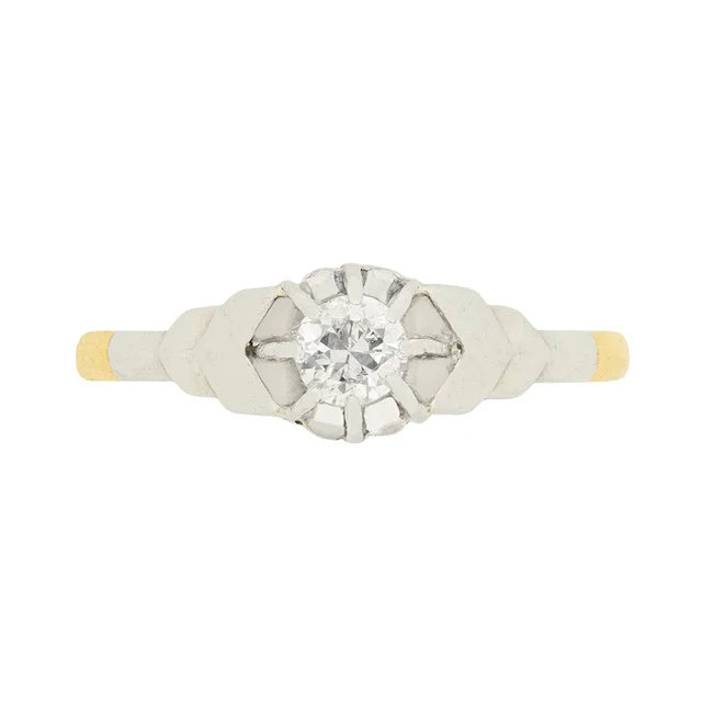 Late Art Deco 0.25ct Diamond Solitaire Engagement Ring, c.1930s