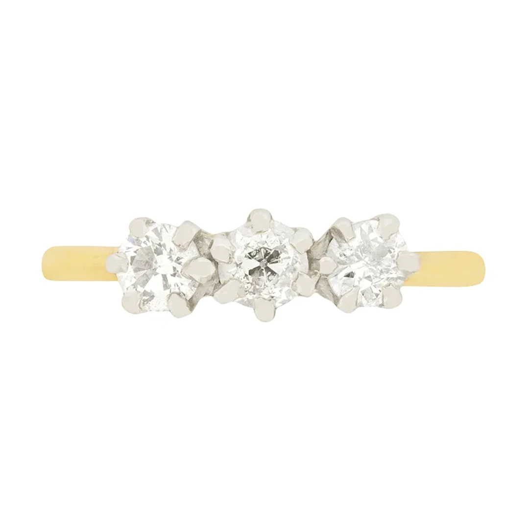 Art Deco 0.60ct Diamond Three Stone Engagement Ring, c.1920s