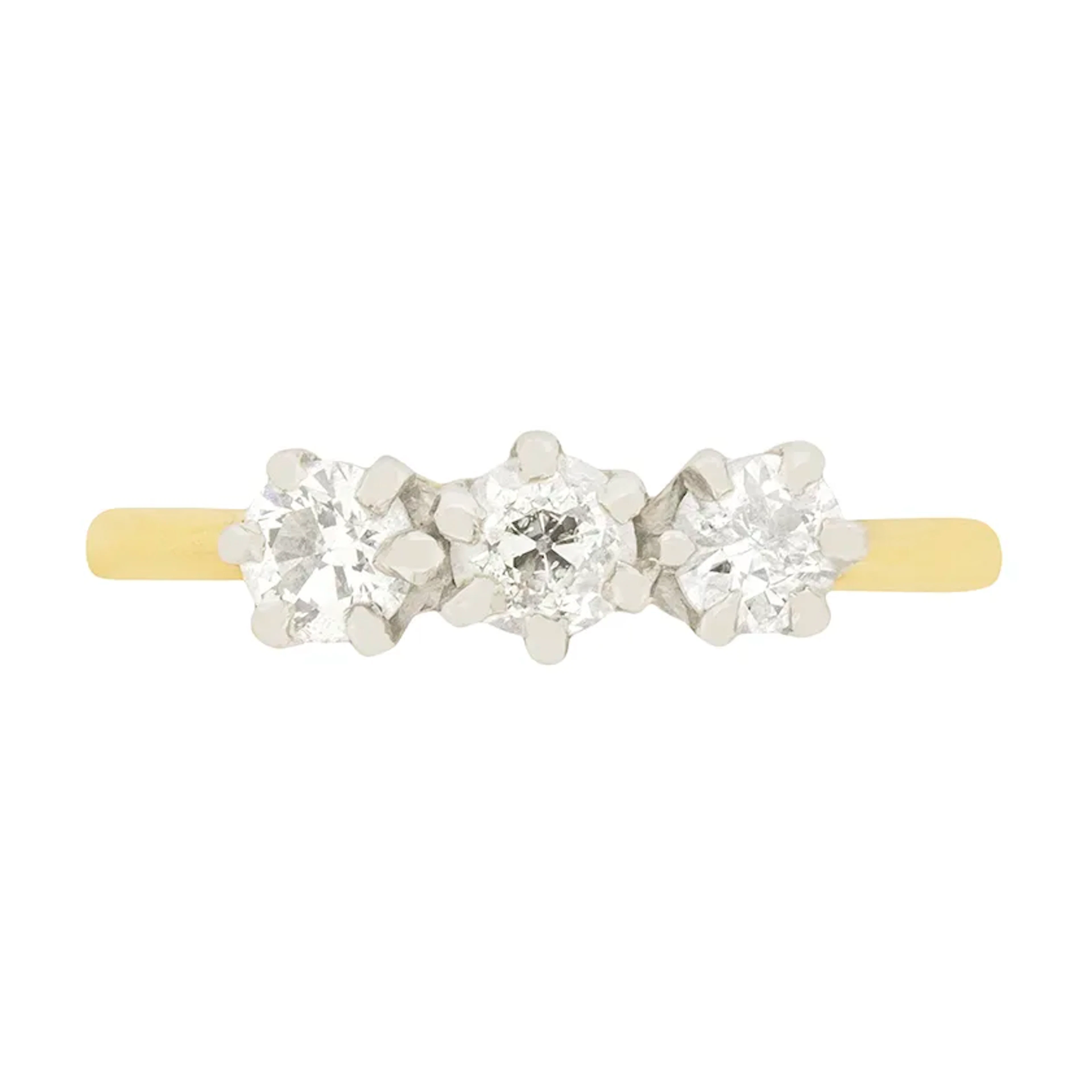 Art Deco 0.60ct Diamond Three Stone Engagement Ring, c.1920s