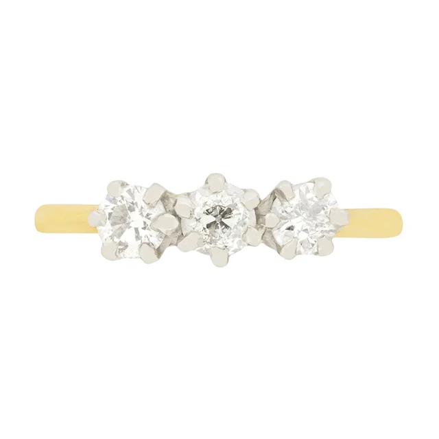 Art Deco 0.60ct Diamond Three Stone Engagement Ring, c.1920s