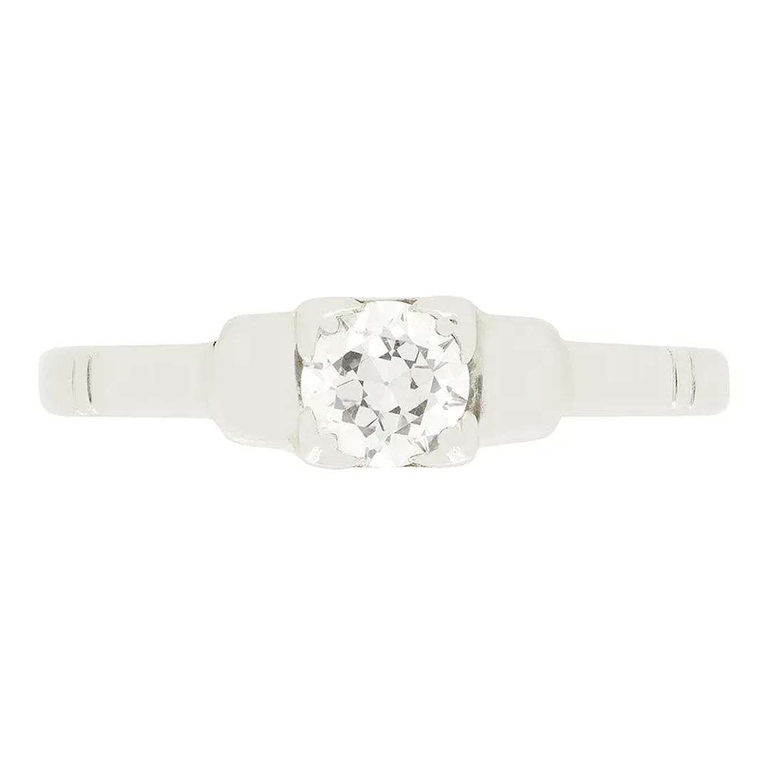 Art Deco 0.40ct Diamond Solitaire Ring, c.1920s
