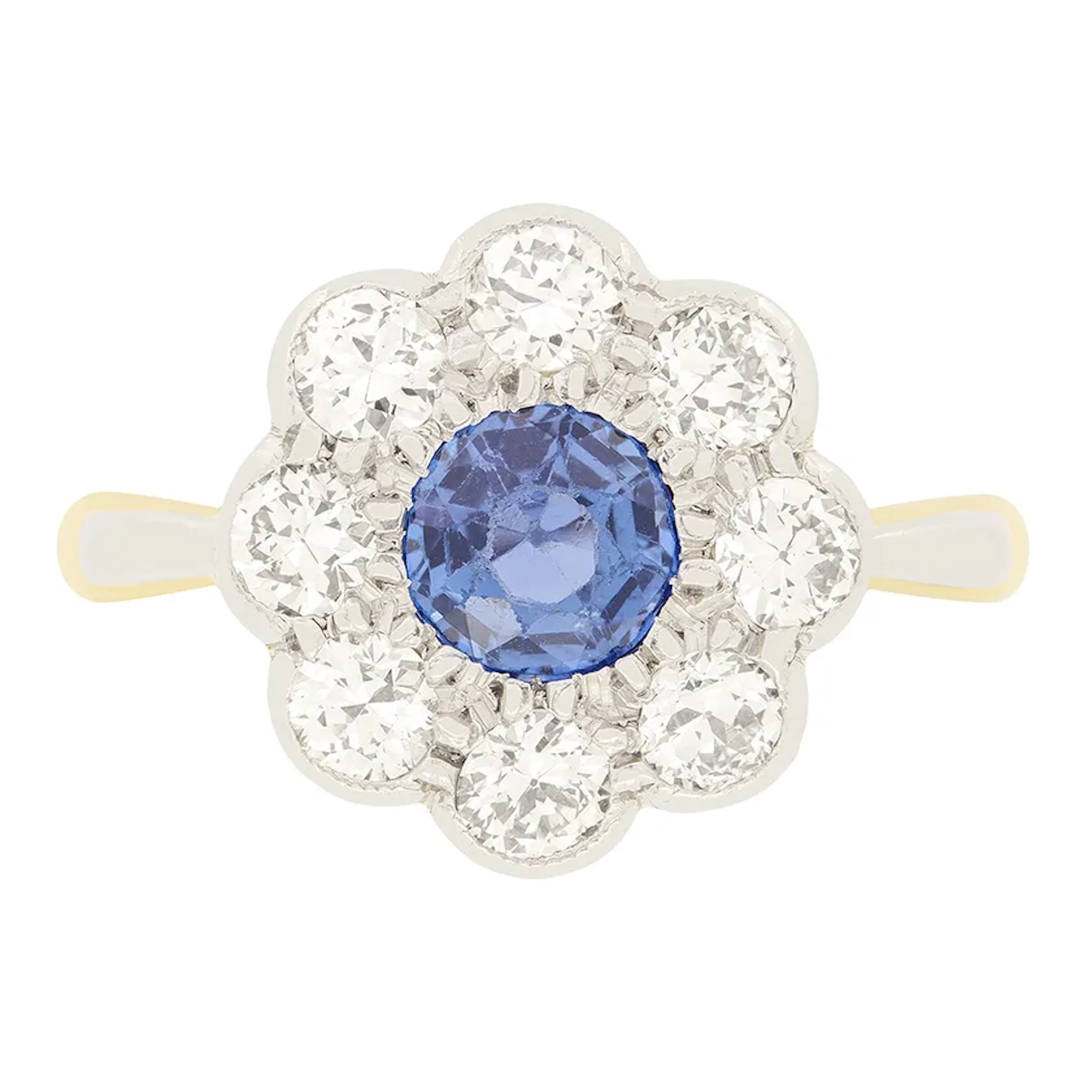 Antique 0.65ct Sapphire and Diamond Cluster Ring, c.1920s