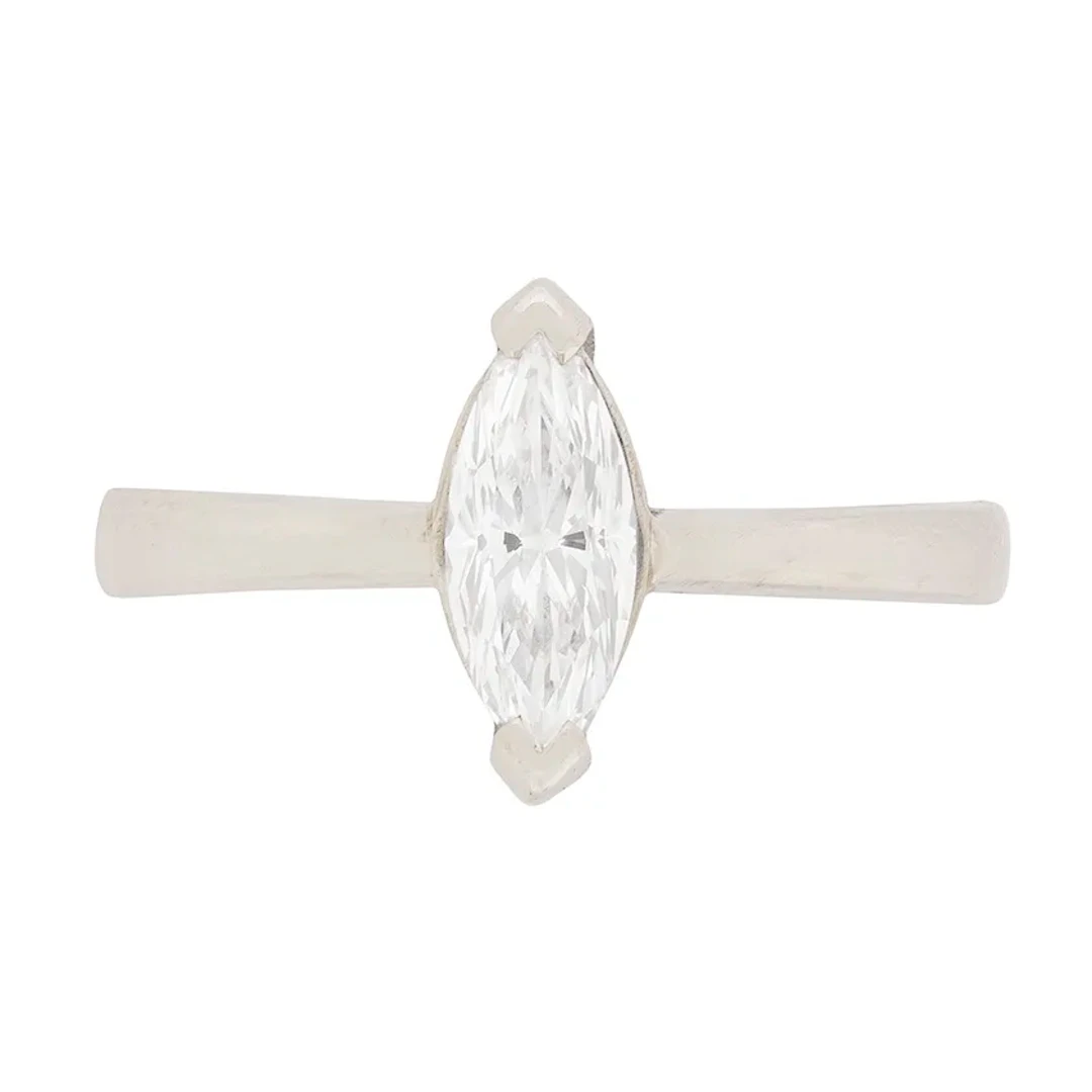 IGI Certified 0.57 Carat Marquise-Shaped Diamond Solitaire Engagement Ring