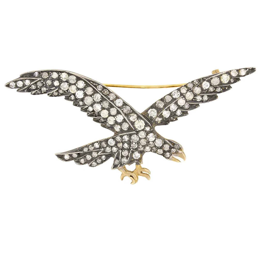 Vintage 1.60ct Diamond Eagle Brooch, c.1980s