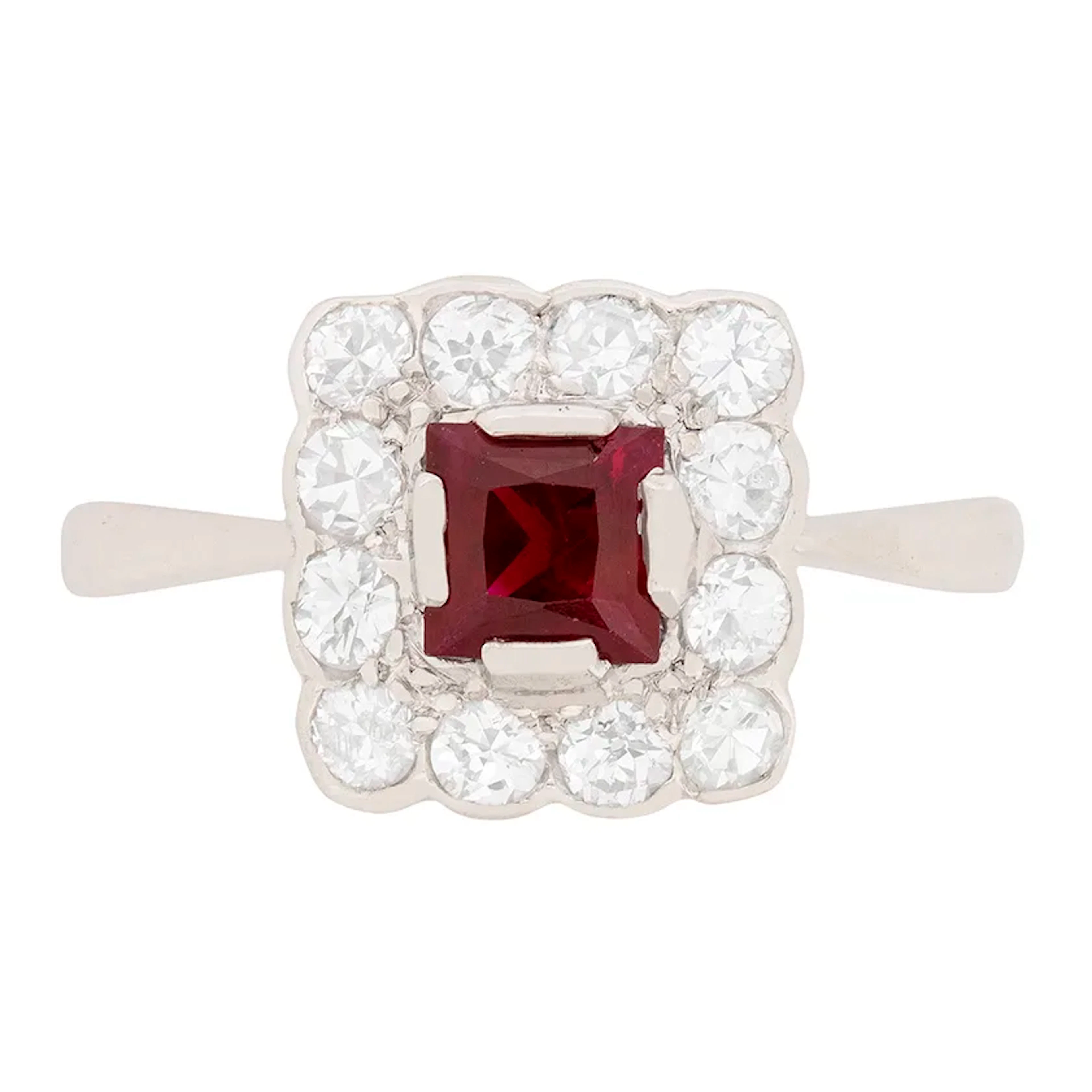 Art Deco 0.50ct Ruby and Diamond Cluster Ring, c.1920s