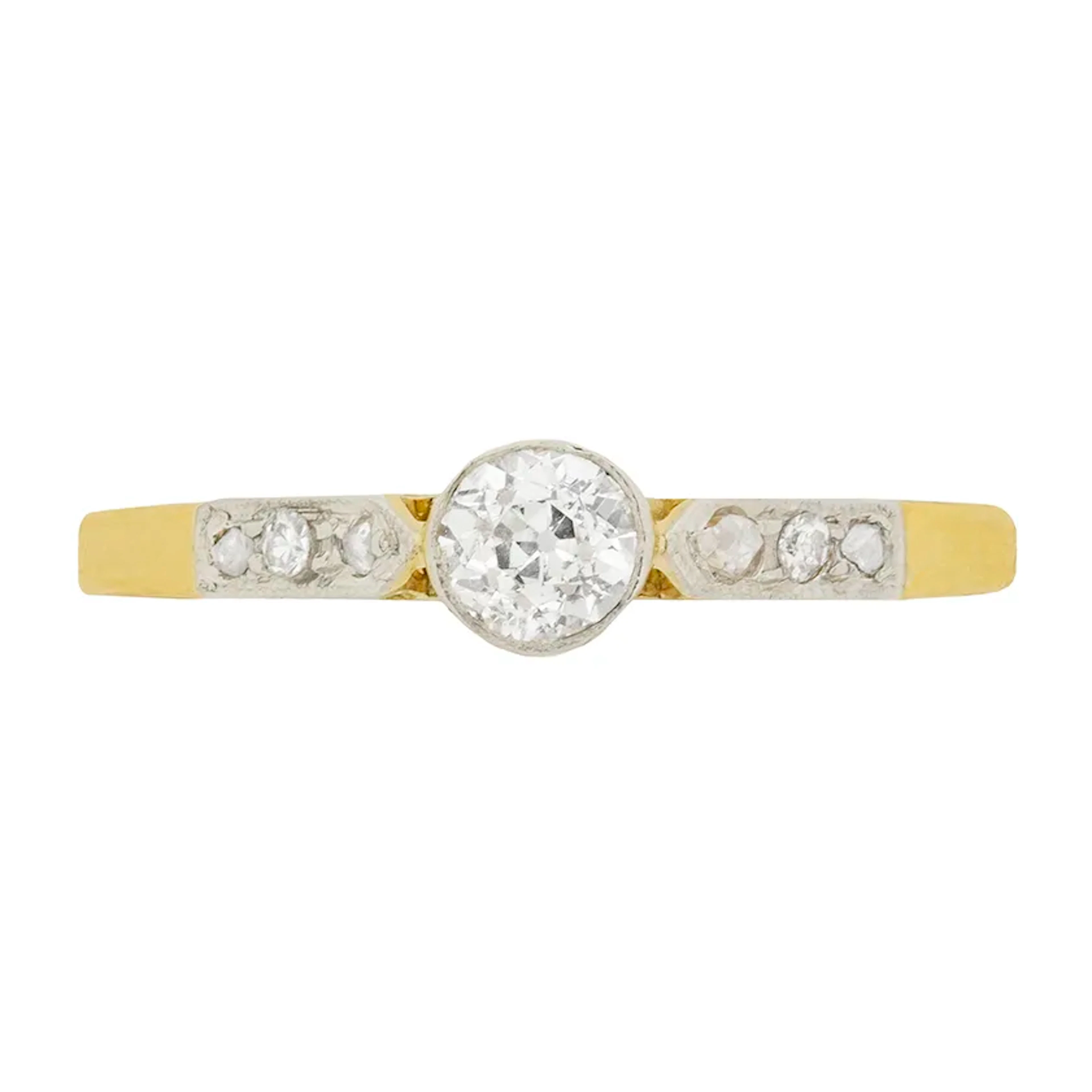 Edwardian 0.25ct Old Cut Diamond Solitaire Ring, c.1910s