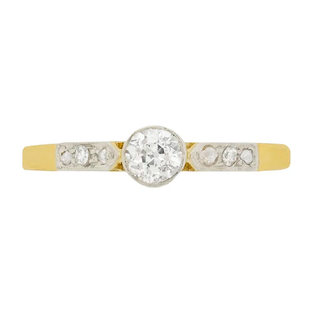 Edwardian 0.25ct Old Cut Diamond Solitaire Ring, c.1910s