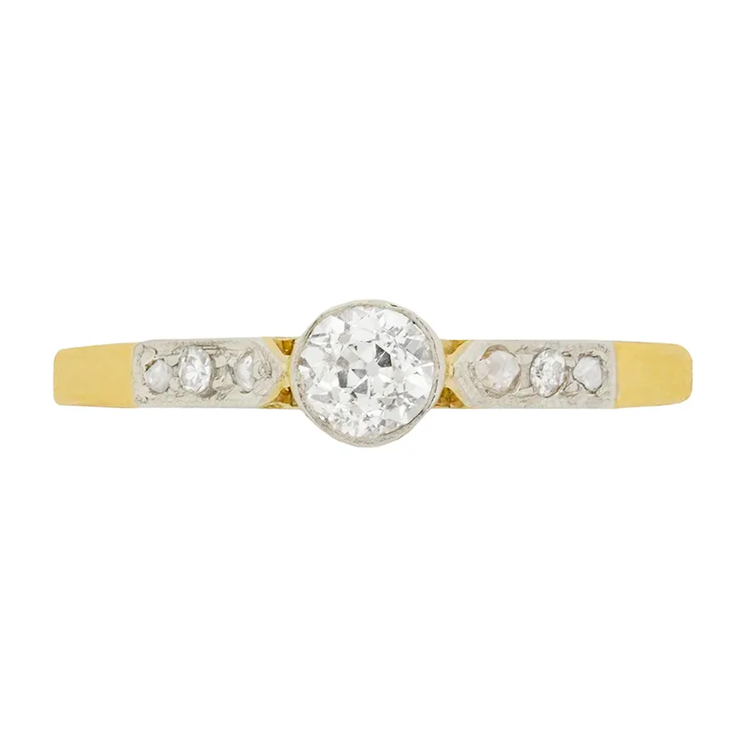 Edwardian 0.25ct Old Cut Diamond Solitaire Ring, c.1910s