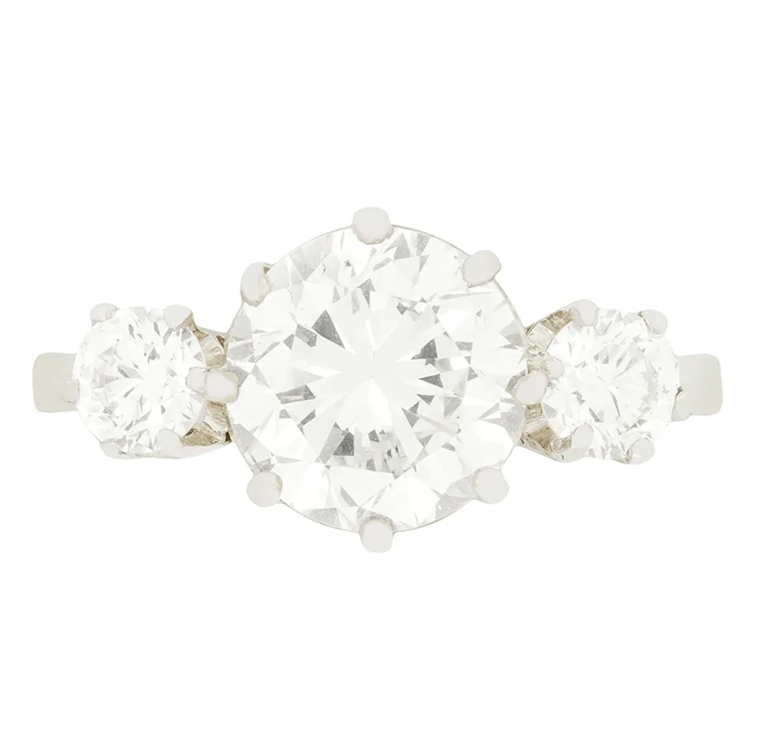Vintage 3.00ct Diamond Three Stone Ring, c.1950s