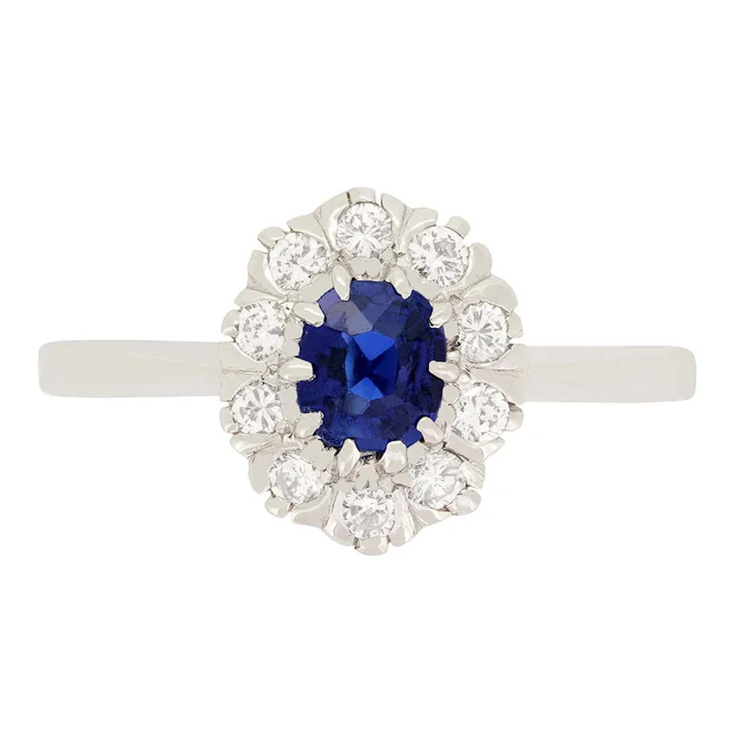Vintage 0.50ct Sapphire and Diamond Cluster Ring, c.1970s