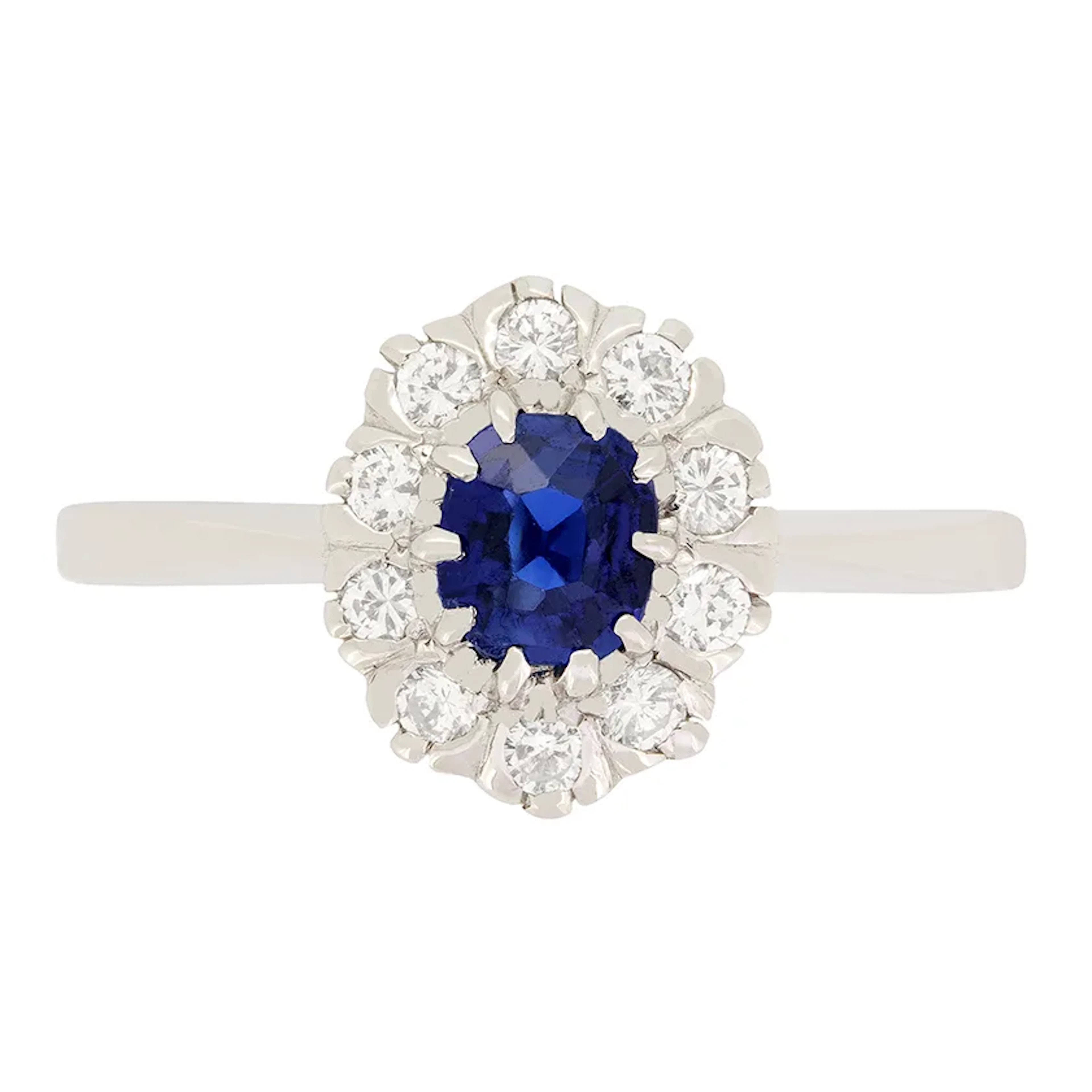 Vintage 0.50ct Sapphire and Diamond Cluster Ring, c.1970s