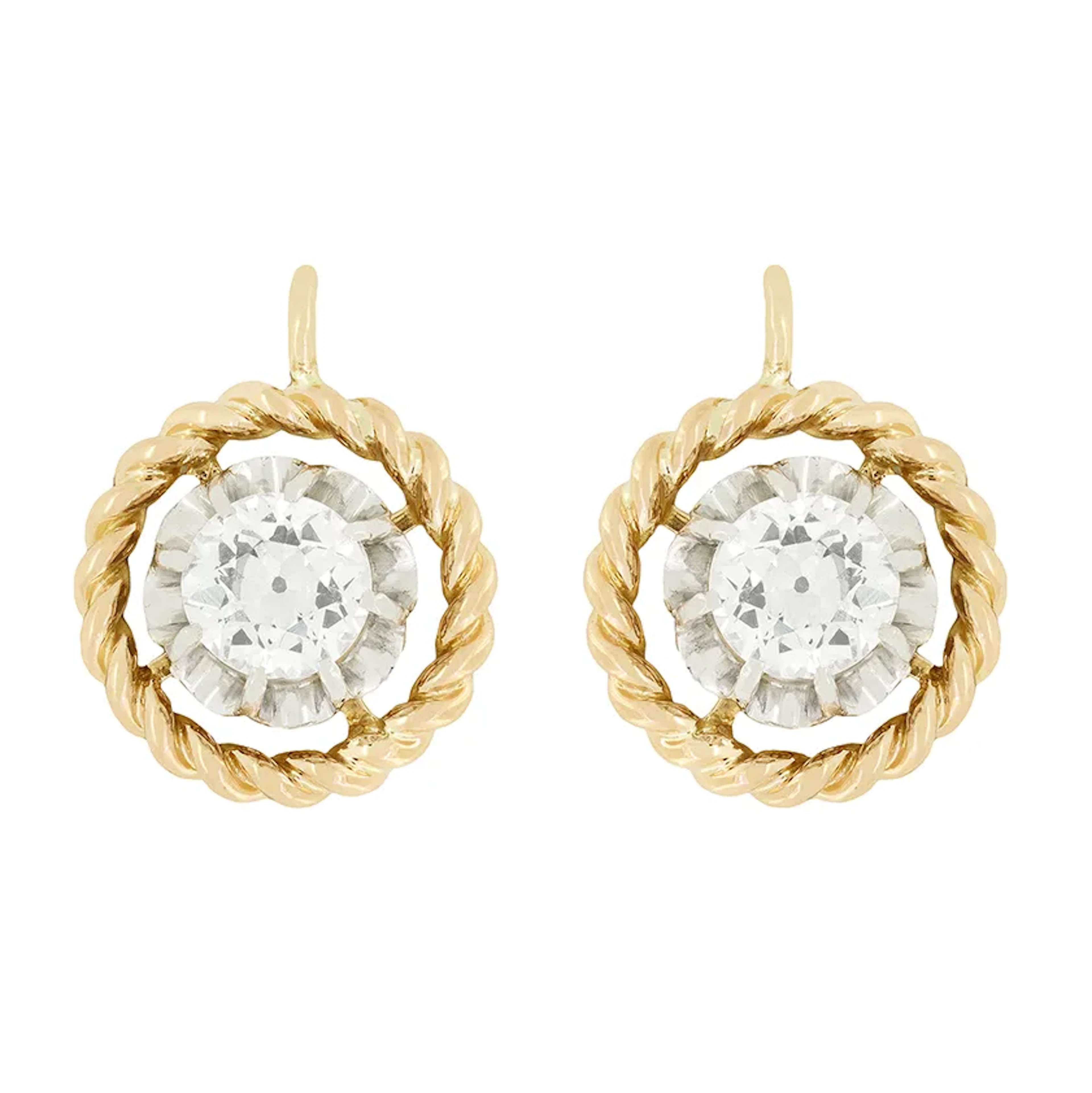 Edwardian 1.30ct Diamond Earrings, c.1910s