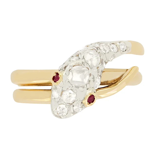 Victorian 0.75ct Diamond Snake Ring, c.1860s