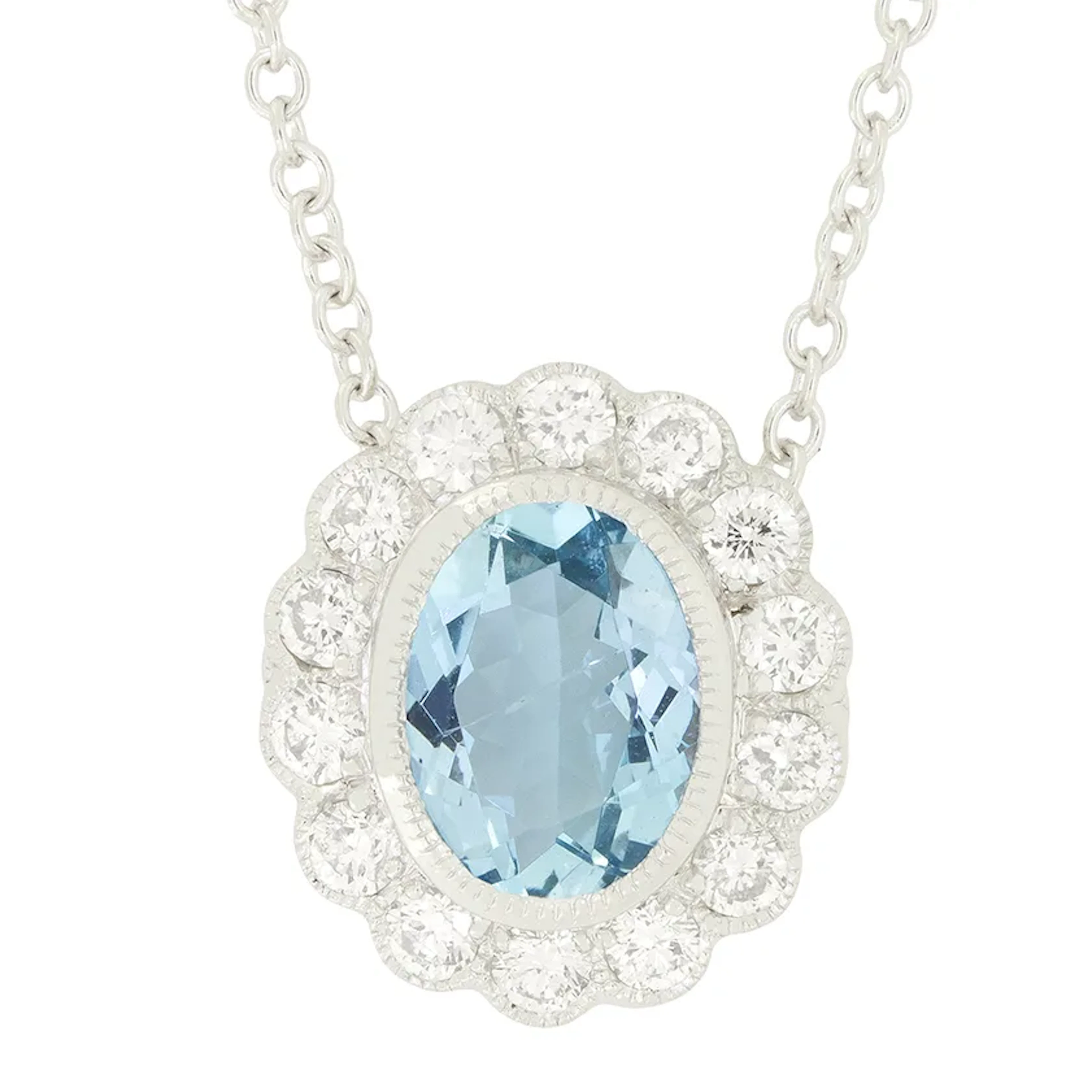 Vintage 1.20ct Aquamarine and Diamond Pendant, c.1970s