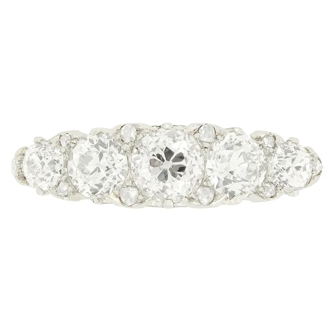 Late Victorian 1.95ct Diamond Five Stone Ring, c.1900s