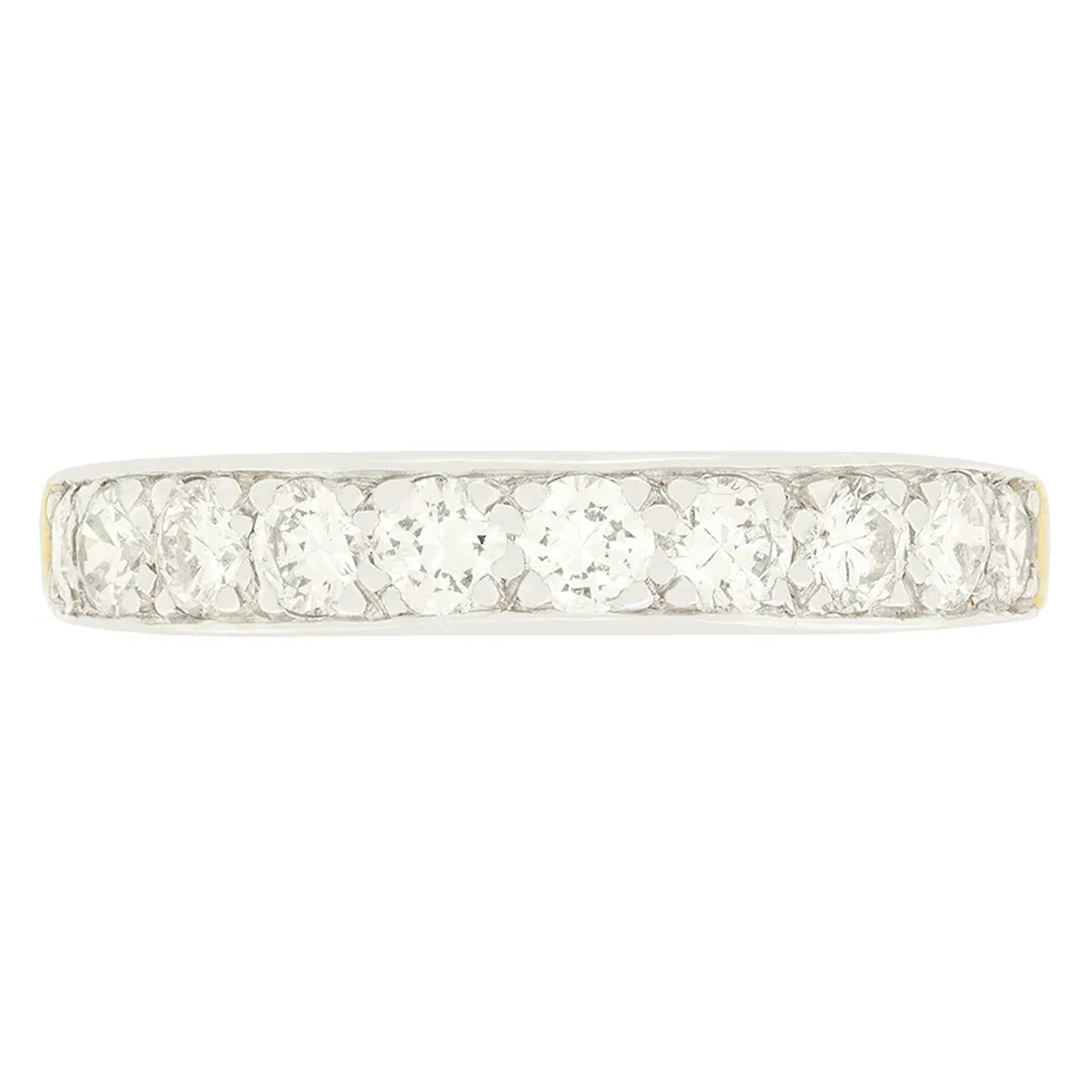Late Deco 1.00ct Diamond Half Eternity Ring, c.1940s