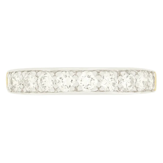 Late Deco 1.00ct Diamond Half Eternity Ring, c.1940s