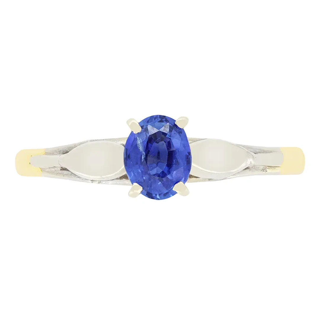 Vintage 0.50ct Sapphire Solitaire Ring, c.1950s