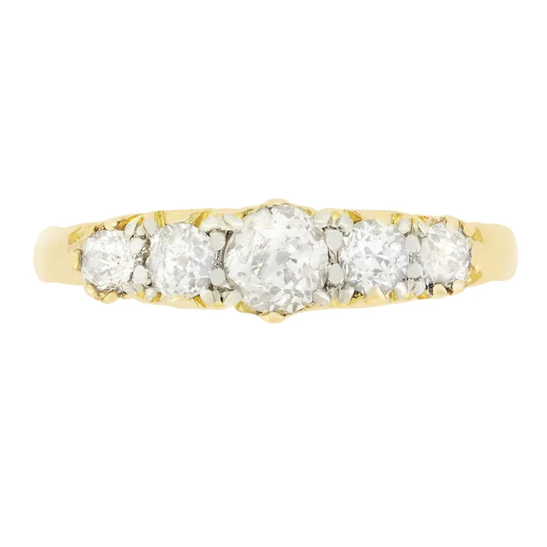 Victorian 0.80ct Diamond Five Stone Ring, c.1880s