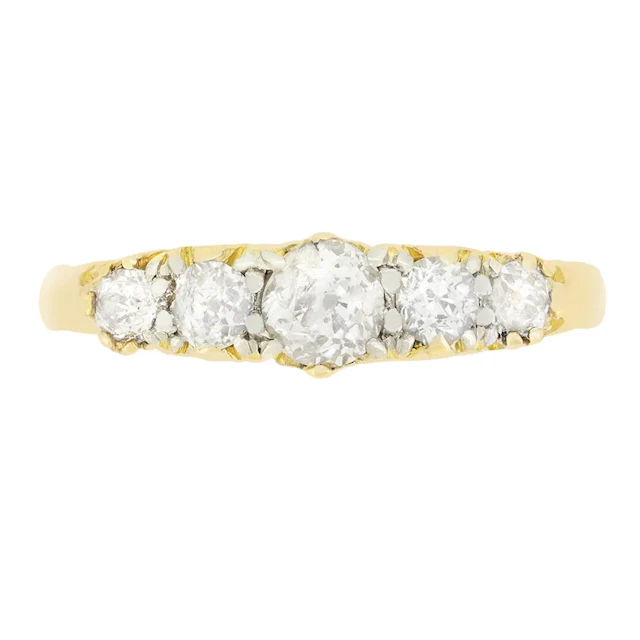 Victorian 0.80ct Diamond Five Stone Ring, c.1880s