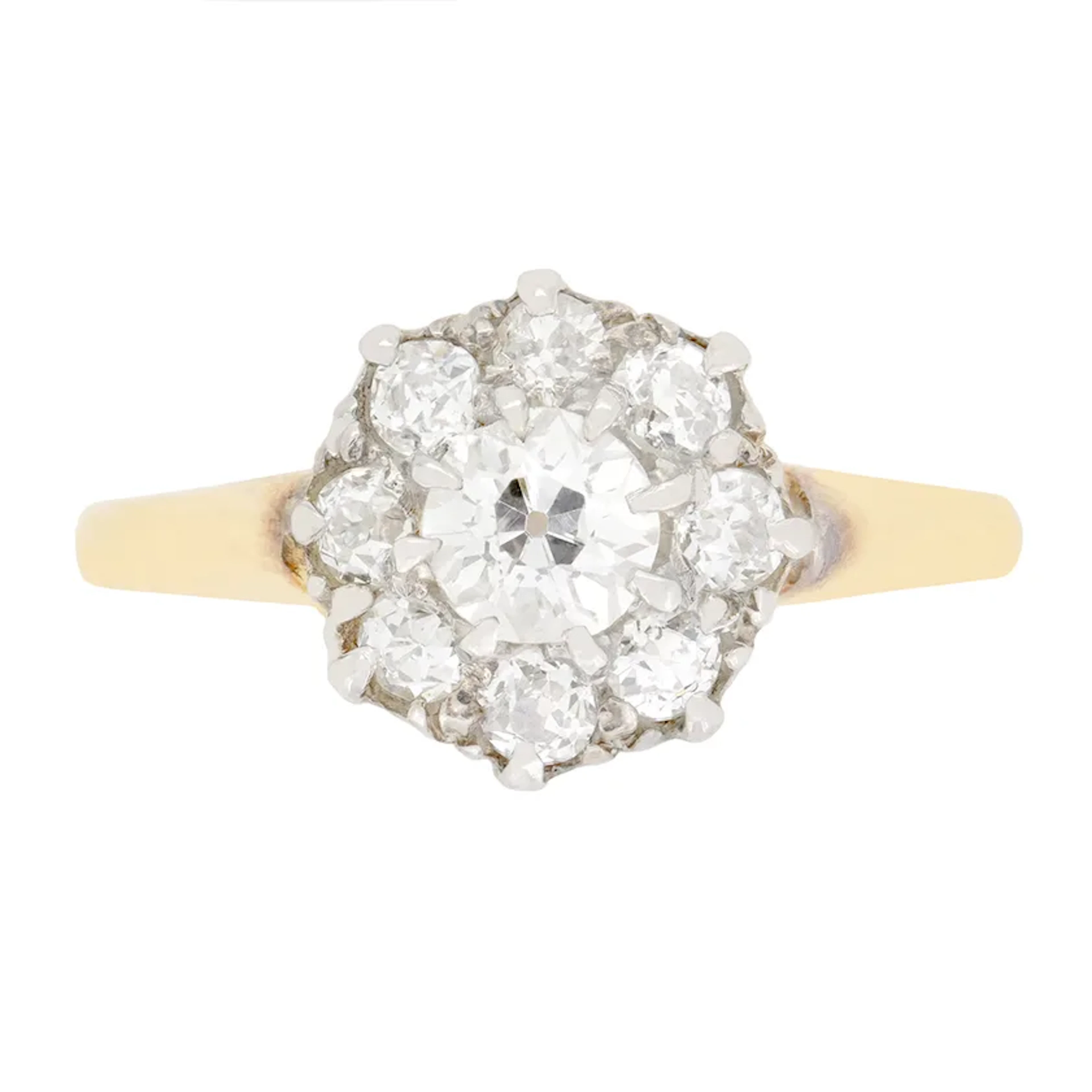Victorian 0.80ct Diamond Daisy Cluster Ring, c.1880s