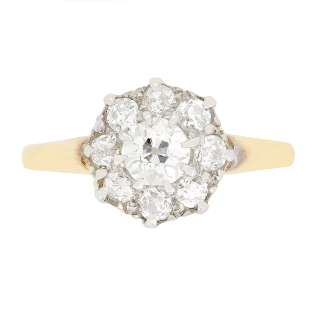 Victorian 0.80ct Diamond Daisy Cluster Ring, c.1880s