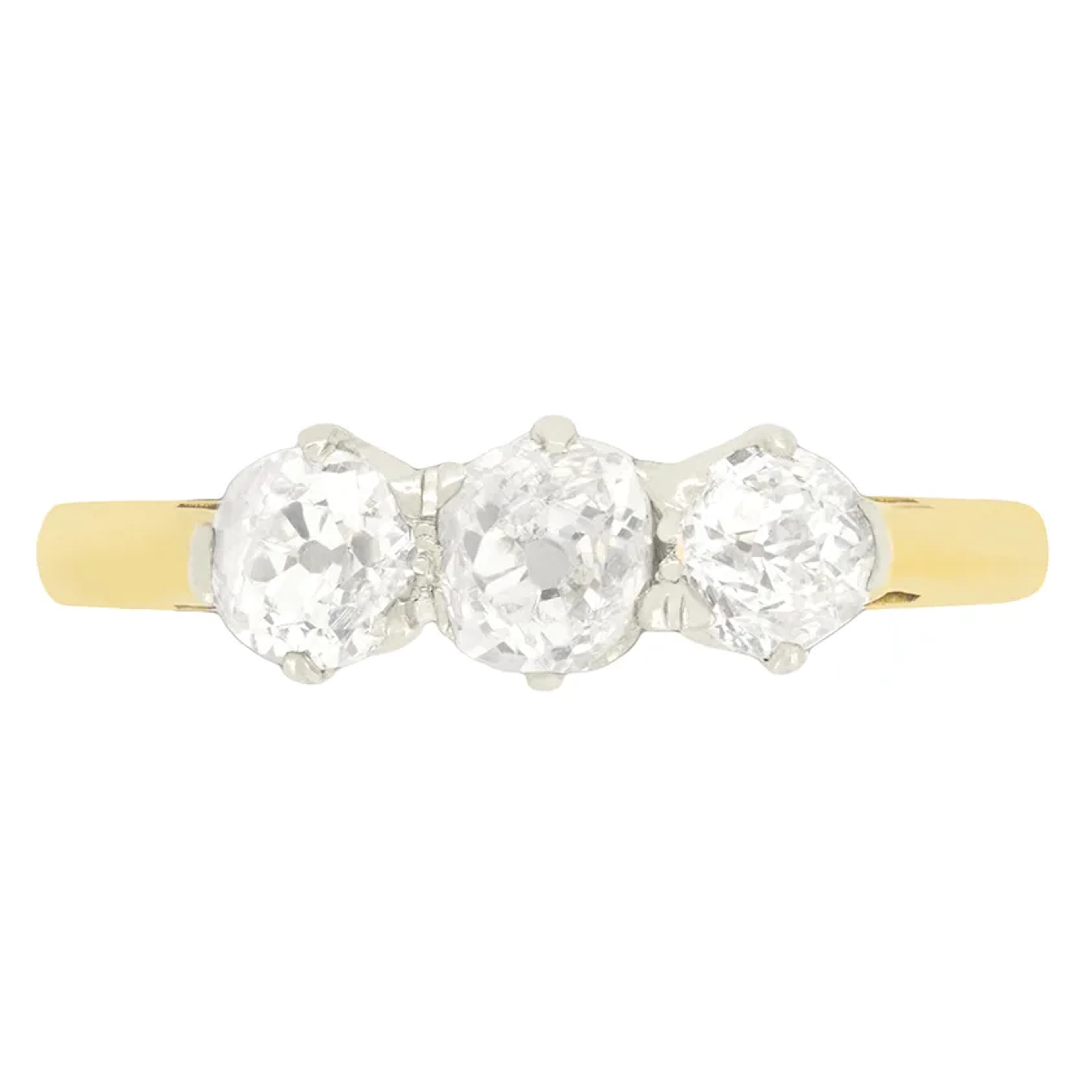 Edwardian 1.00ct Diamond Three Stone Ring, c.1910s