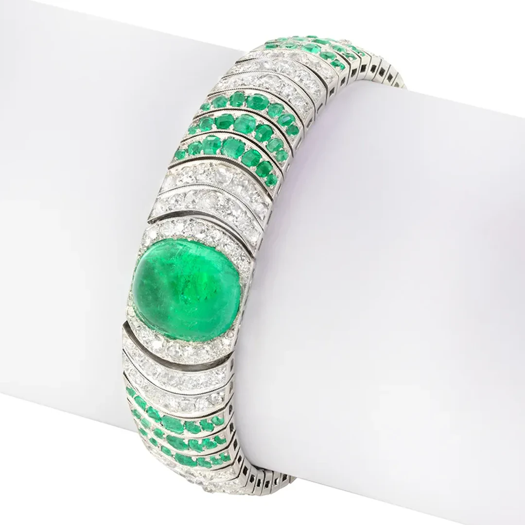 Art Deco 10.00ct Emerald and Diamond Bracelet, c.1920s