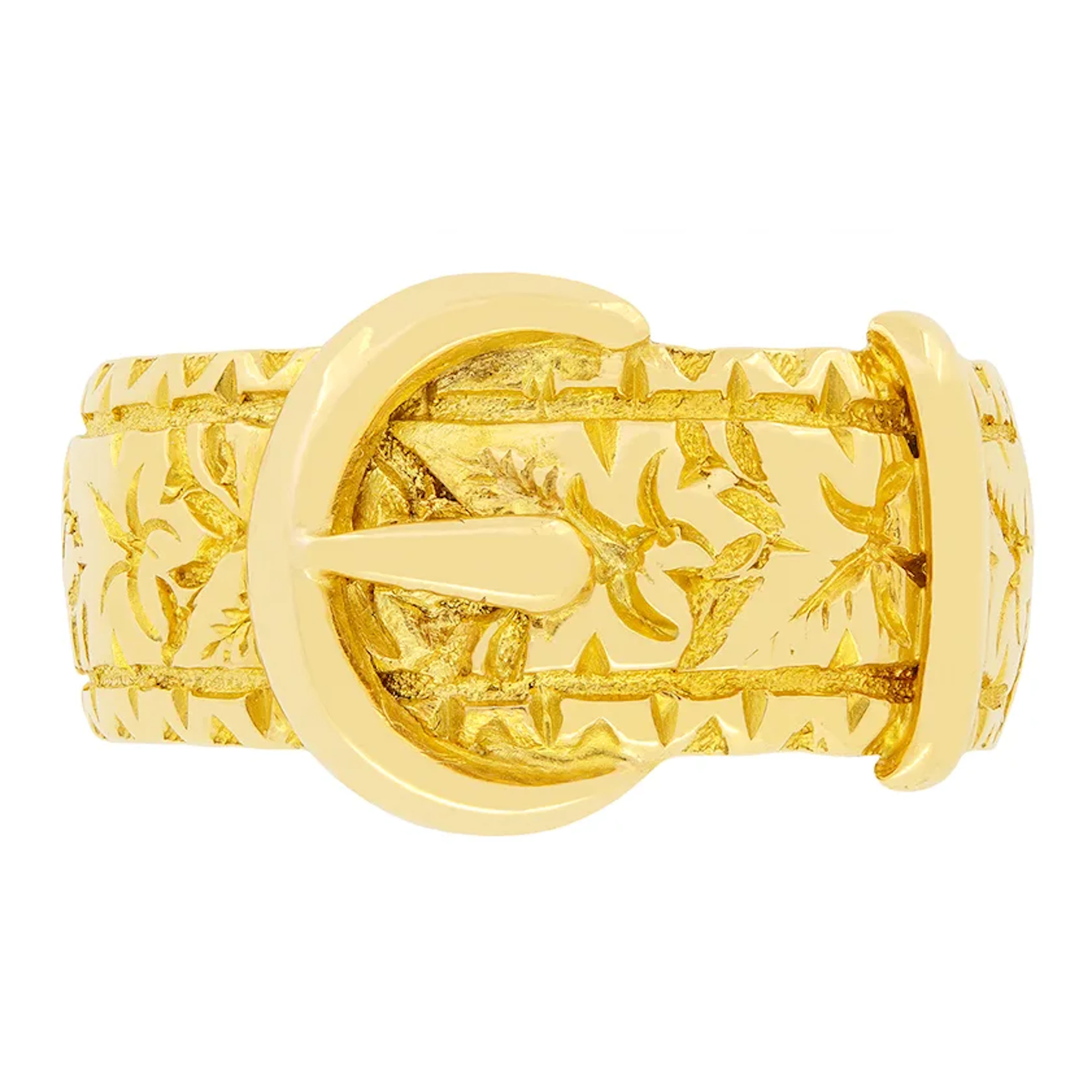 Edwardian 18ct Yellow Gold Buckle Ring, hallmarked 1916