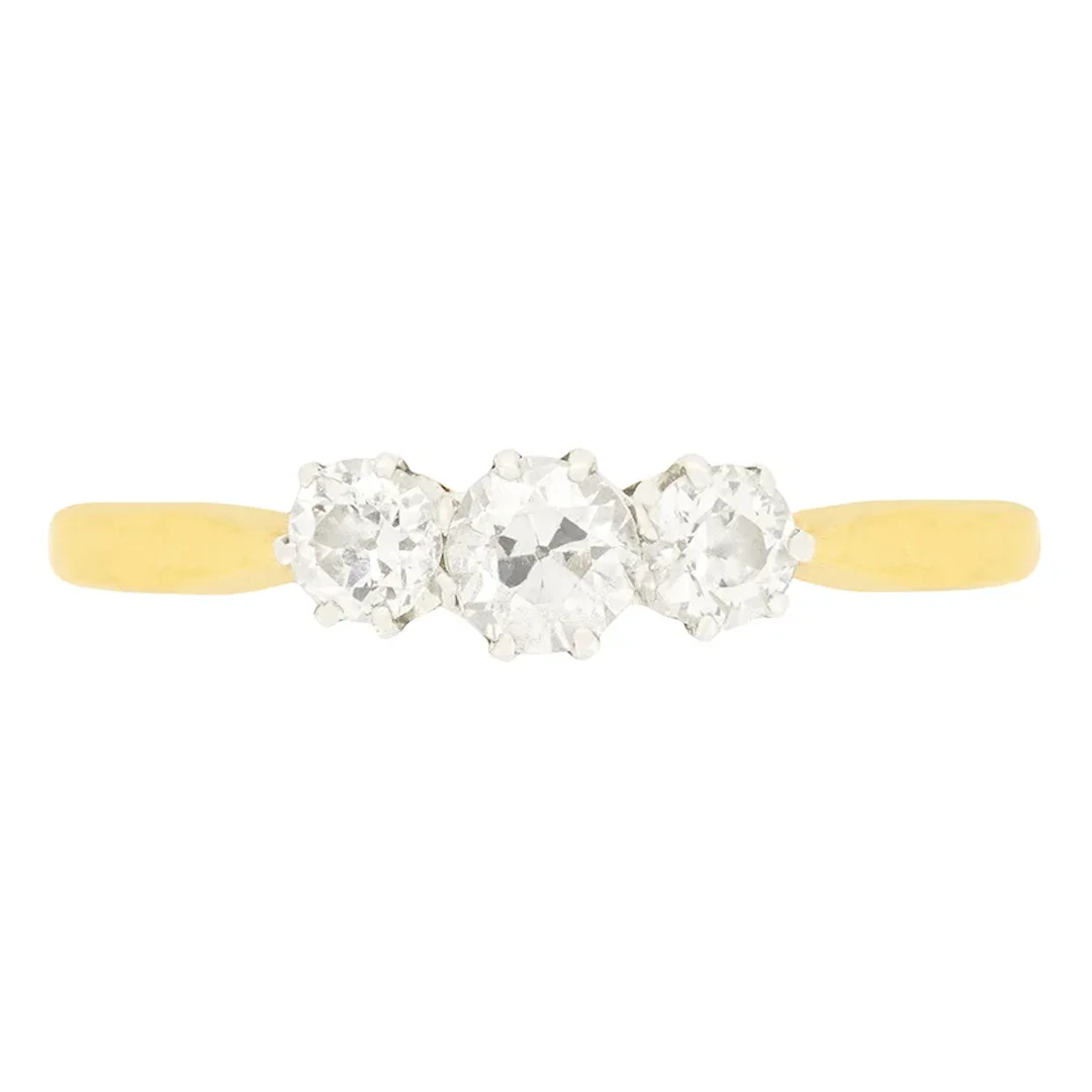 Edwardian 0.55ct Diamond Trilogy Ring, c.1910s