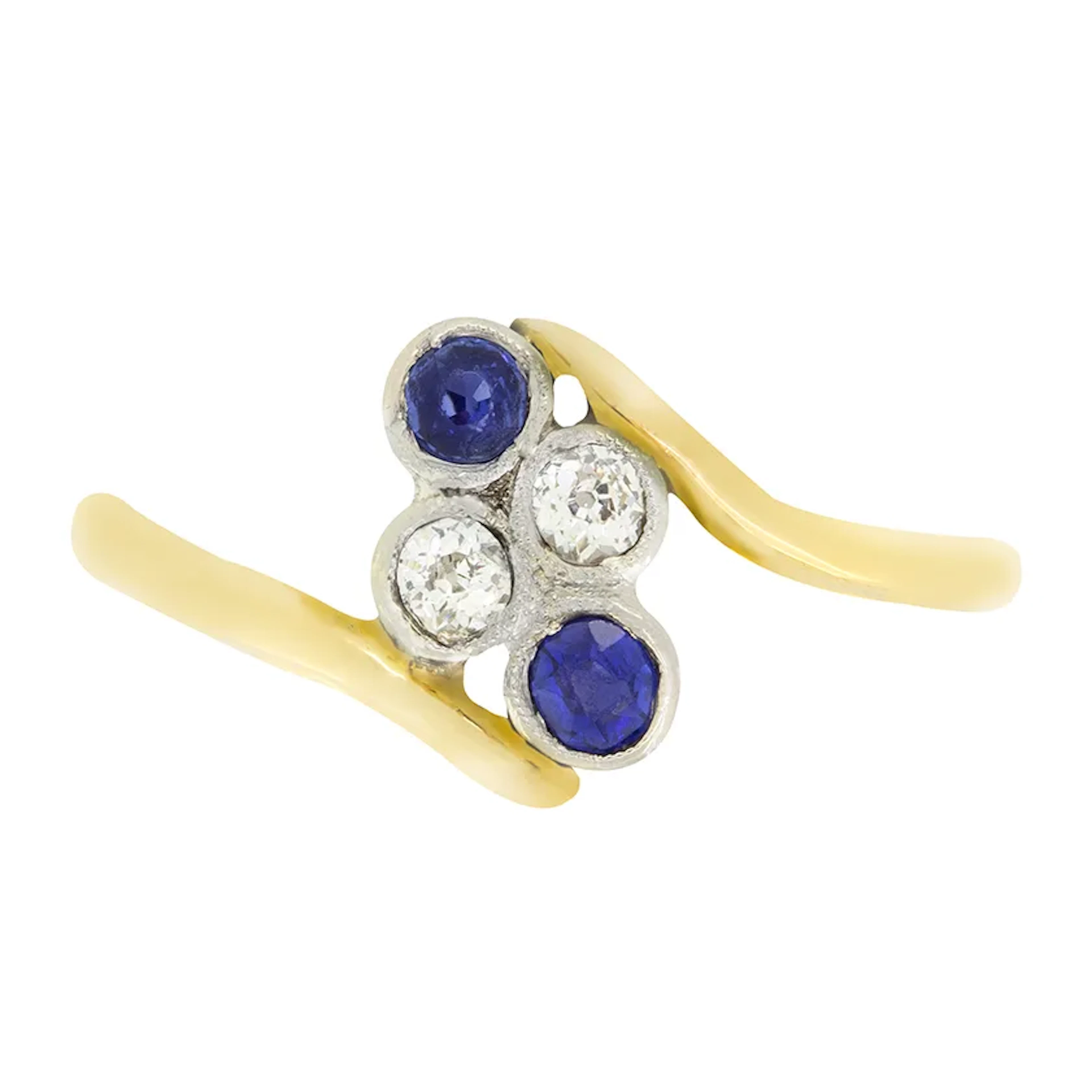 Edwardian 0.20ct Sapphire and Diamond Twist Ring, c.1910s