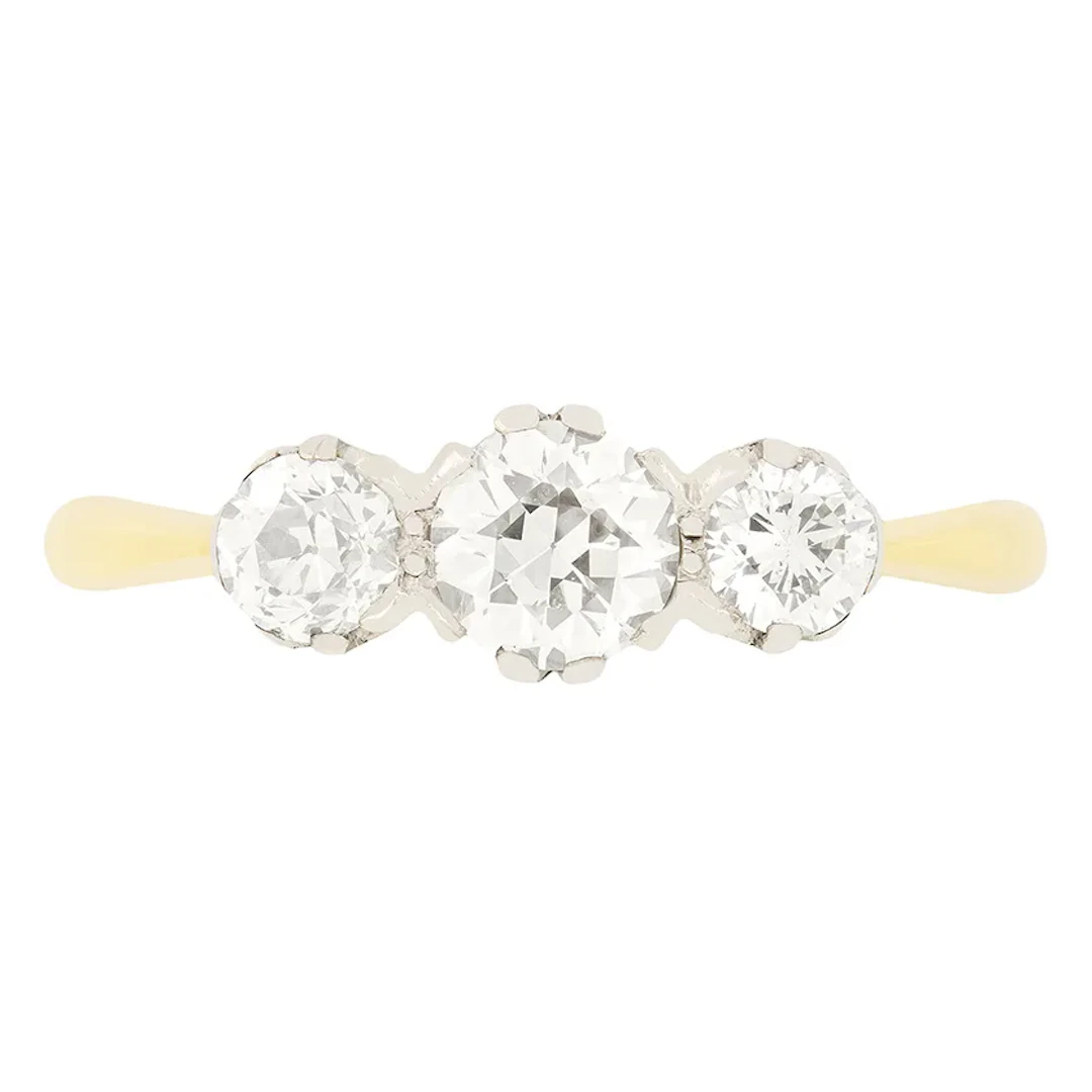 Edwardian 0.80ct Diamond Trilogy Ring, c.1910s