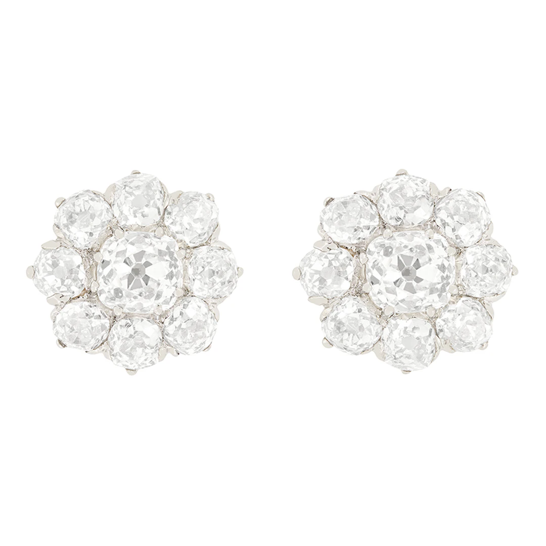 Art Deco 5.20ct Diamond Cluster Earrings, c.1920s