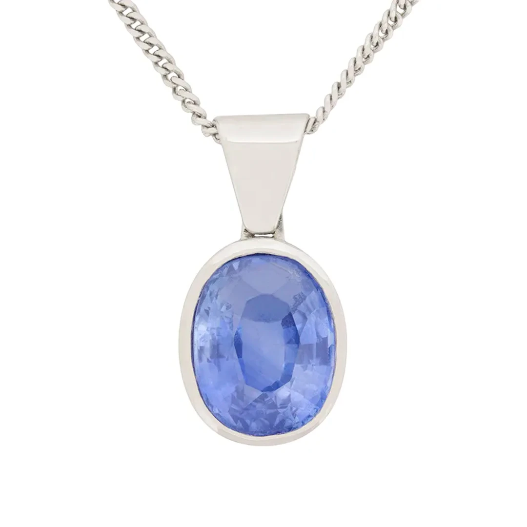 Contemporary 2.59ct Sapphire Pendant and Chain